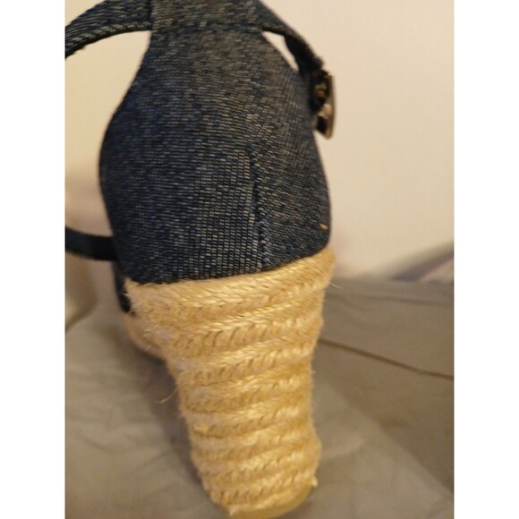 CHRISTIAN SIRIANO blue Denim Ankle Strap Espadrille Platform Wedge Heels 6.5 New - Picture 10 of 16